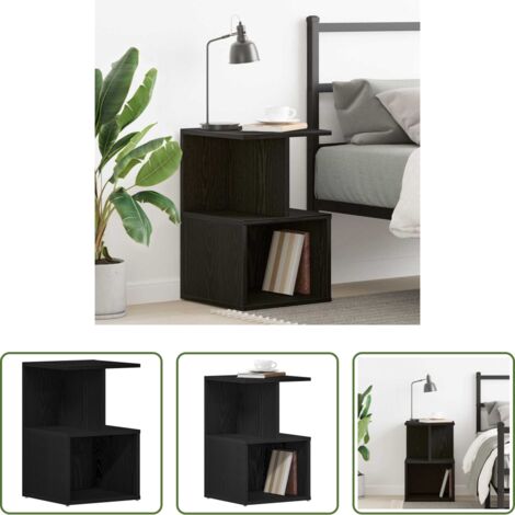 vidaXL Armadio in legno multistrato -  Armadio da Notte Rovere Nero 35 x 35 x 55 cm Legno multistrato