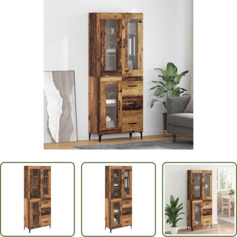 vidaXL Armadio in legno multistrato -  Credenza Legno vecchio 69,5 x 34 x 180 cm Legno multistrato