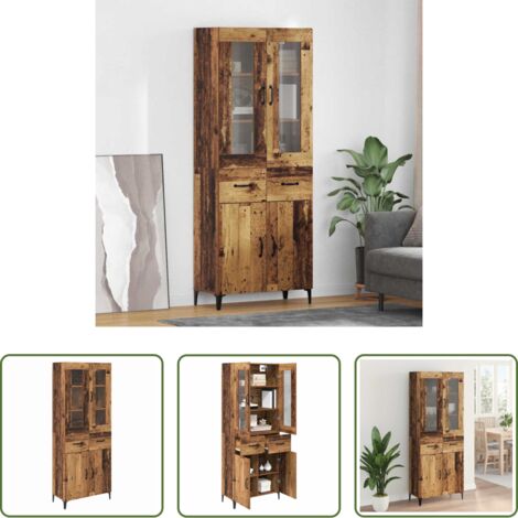 vidaXL Armadio in legno multistrato -  Credenza Legno vecchio 69,5 x 34 x 180 cm Legno multistrato