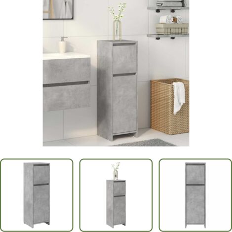 vidaXL Armadio in legno multistrato -  Mobile da Bagno Grigio Cemento 30x30x95 cm in Legno Multistrato
