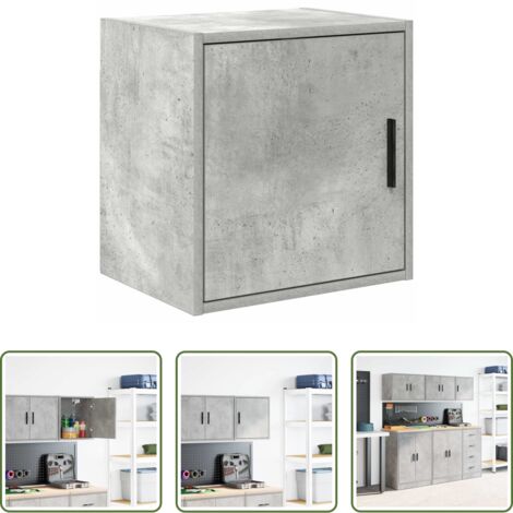 vidaXL Armadio in legno -  Pensile per Garage Grigio Cemento in Legno Multistrato