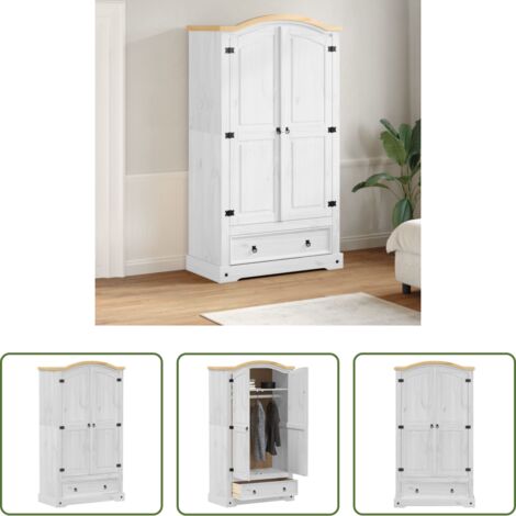 vidaXL Armadio in pino -  Armadio Corona Bianco 102x52x186 cm in Legno Massello di Pino