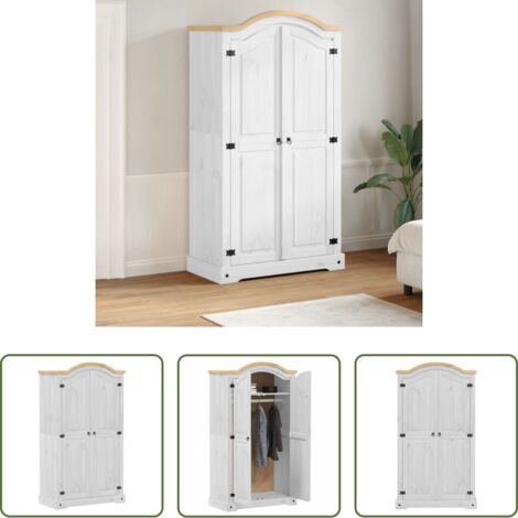 vidaXL Armadio in pino -  Armadio Corona Bianco 102x52x186 cm in Legno Massello di Pino