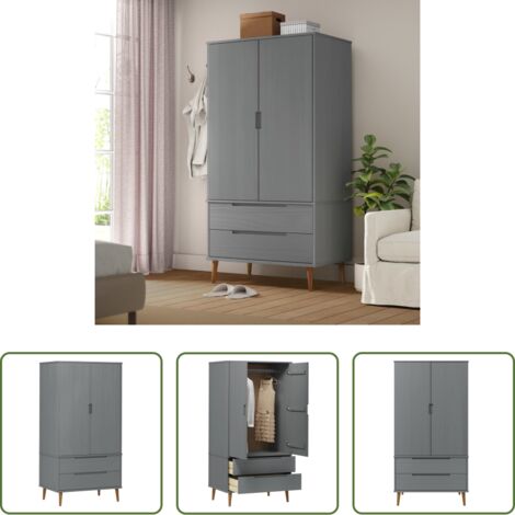 vidaXL Armadio in pino -  Armadio MOLDE Grigio 90x55x175 cm in Legno Massello di Pino