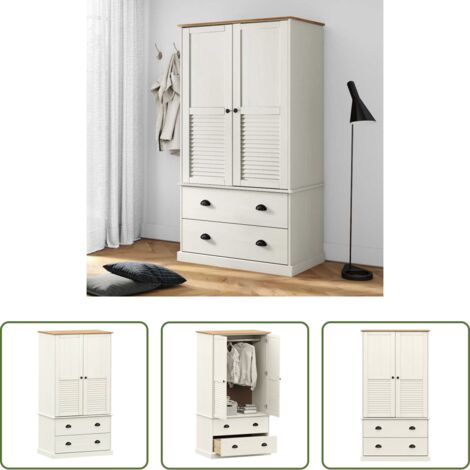 vidaXL Armadio in pino -  Armadio VIGO 90x55x170 cm in Legno Massello di Pino Bianco