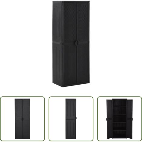 vidaXL Armadio in PP -  Armadio da Giardino Nero 65x45x172 cm in Rattan PP