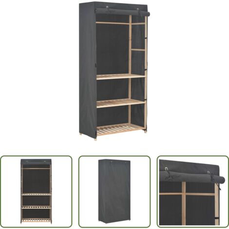 vidaXL Armadio in tessuto -  Armadio a 3 Ripiani Grigio 79x40x170 cm in Tessuto