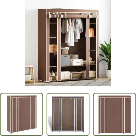 vidaXL Armadio in tessuto -  Armadio in Tessuto con Scomparti e Aste 45x150x176 cm Marrone