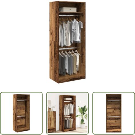 vidaXL Armadio in truciolato -  Armadio Legno Antico 80x50x200 cm in Legno Multistrato