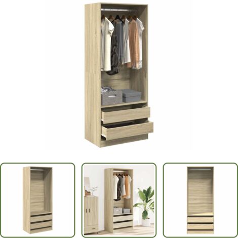 vidaXL Armadio in truciolato -  Armadio Rovere Sonoma 80x50x200 cm in Legno Multistrato