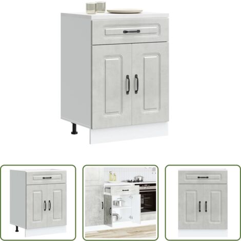 vidaXL Armadio in truciolato -  Base da Cucina Kalmar Grigio Cemento in Legno Multistrato