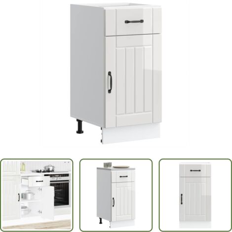 vidaXL Armadio in truciolato -  Base da Cucina Lucca Bianco Lucido in Legno Multistrato