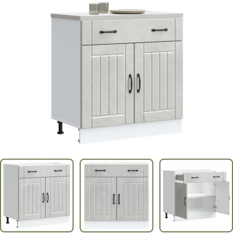 vidaXL Armadio in truciolato -  Base da Cucina Lucca Grigio Cemento in Legno Multistrato