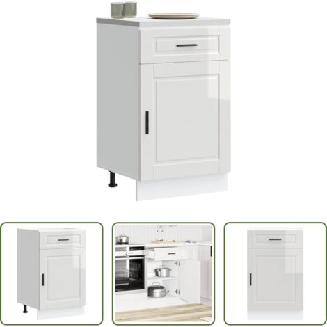 vidaXL Armadio in truciolato -  Base da Cucina Porto Bianco Lucido in Legno Multistrato