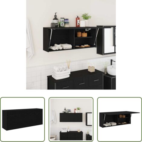 vidaXL Armadio in truciolato -  Mobile da Bagno a Parete Nero 100x25x40 cm in Truciolato