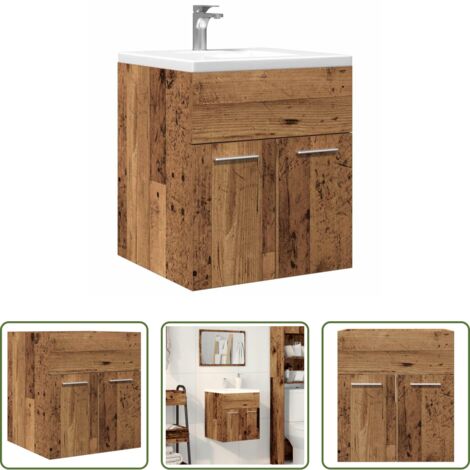 vidaXL Armadio in truciolato -  Mobile da Bagno Legno Antico 41x38,5x46 cm in Truciolato