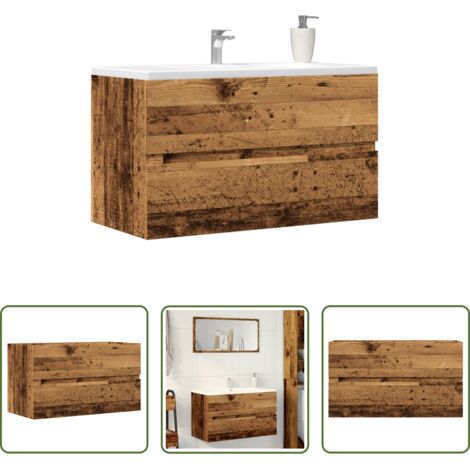 vidaXL Armadio in truciolato -  Mobile Pensile da Bagno Legno Antico 80x38,5x45cm in Truciolato