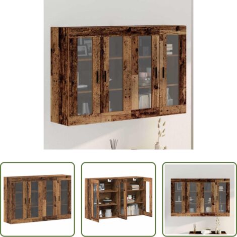vidaXL Armadio in vetro -  Armadi da Muro 2 pcs Legno vecchio 69,5 x 34 x 90 cm