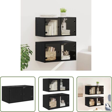 vidaXL Armadio in vetro -  Armadi da Parete 2 pcs Rovere Nero 68 x 37 x 35 cm
