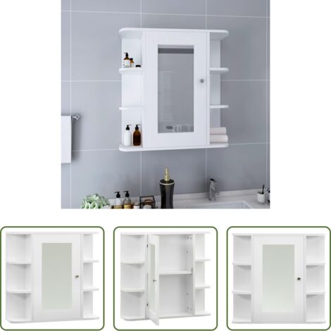vidaXL Armadio in vetro -  Armadietto a Specchio Bianco 66x17x63 cm in MDF