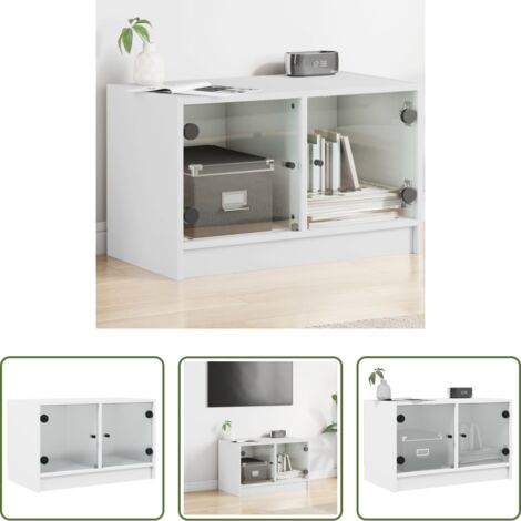 vidaXL Armadio in vetro -  Mobile Porta TV con Ante in Vetro Bianco 68x37x42 cm