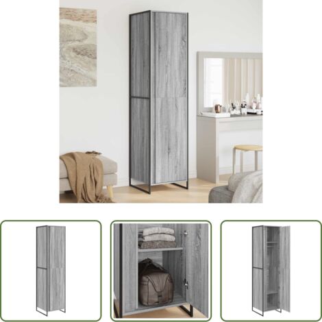 vidaXL Armadio industriale -  Armadio 2 pcs Grigio Sonoma 50 x 50 x 200 cm Legno multistrato