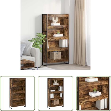 vidaXL Armadio industriale -  Armadio per Libri 2 pcs Quercia Fumosa 80 x 30 x 155 cm