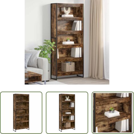vidaXL Armadio industriale -  Armadio per Libri 2 pcs Quercia Fumosa 80 x 30 x 155 cm