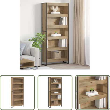 vidaXL Armadio industriale -  Armadio per Libri 2 pcs Rovere Artigianale 80 x 30 x 155 cm