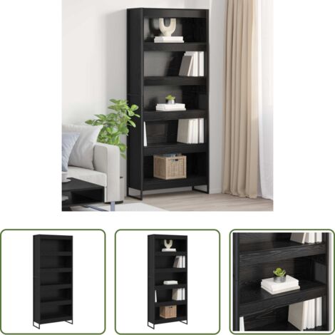 vidaXL Armadio industriale -  Armadio per Libri 2 pcs Rovere Nero 80 x 30 x 155 cm