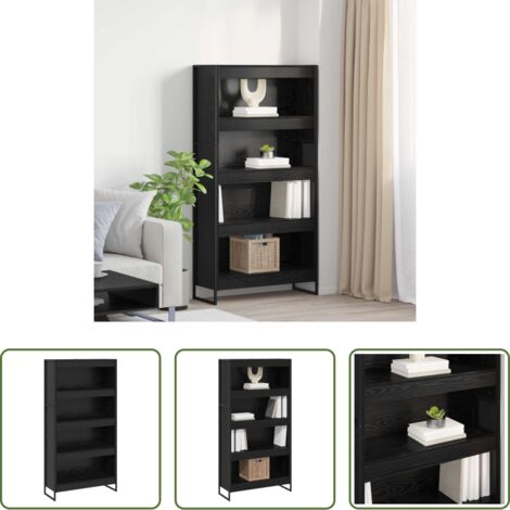 vidaXL Armadio industriale -  Armadio per Libri 2 pcs Rovere Nero 80 x 30 x 155 cm