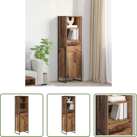 vidaXL Armadio industriale -  Armadio per Libri con cassetto Legno vecchio 43 x 36 x 150.5 cm