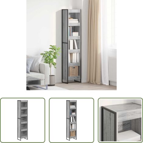 vidaXL Armadio industriale -  Armadio per Libri Grigio Sonoma 80 x 30 x 155 cm