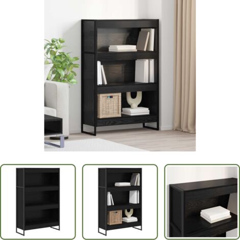 vidaXL Armadio industriale -  Armadio per Libri Rovere Nero 80 x 30 x 155 cm