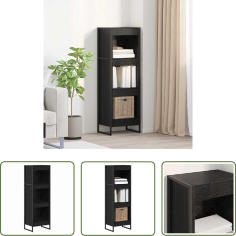 vidaXL Armadio industriale -  Armadio per Libri Rovere Nero 80 x 30 x 155 cm