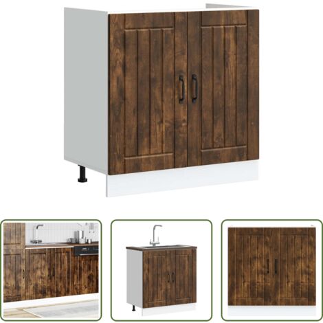 vidaXL Armadio lavello -  Mobile Base Lavello Lucca Rovere Fumo in Legno Multistrato