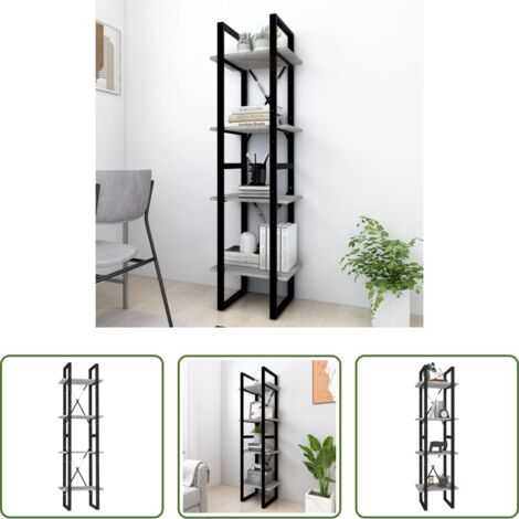 vidaXL Armadio -  Libreria 4 Ripiani Grigio Sonoma 40x30x140 cm Legno Multistrato