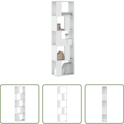 vidaXL Armadio -  Libreria 5 Ripiani Bianca 45x23,5x162,5cm Legno Multistrato