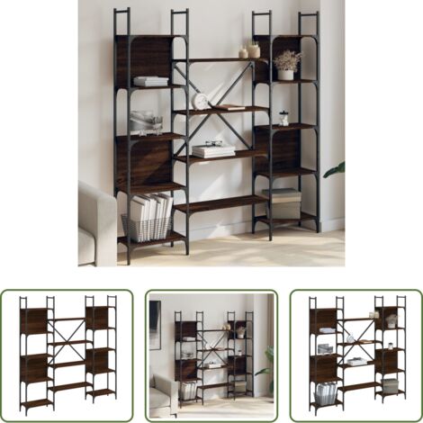 vidaXL Armadio -  Libreria Rovere Marrone 155,5x24x166,5 cm in Legno Multistrato
