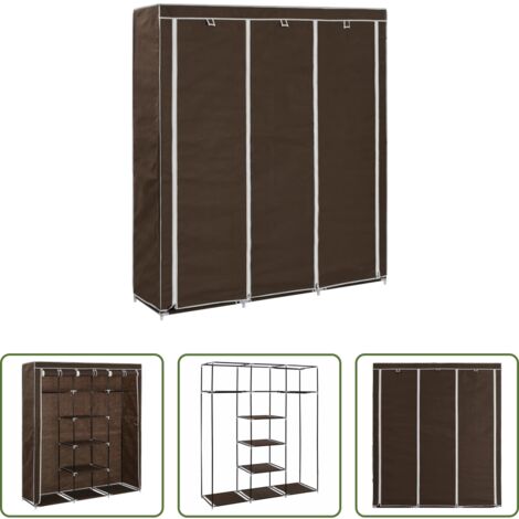 vidaXL Armadio marrone -  Armadio con Scomparti e Aste Marrone 150x45x175 cm in Tessuto
