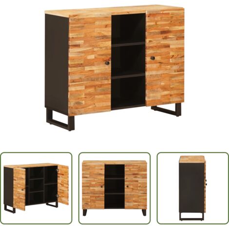 vidaXL Armadio marrone -  Mobile laterale Marrone 90 x 33 x 75 cm Legno di mango massello