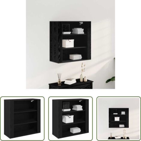 vidaXL Armadio moderno -  Armadietto a muro Rovere Nero 80 x 33 x 80 cm Legno multistrato