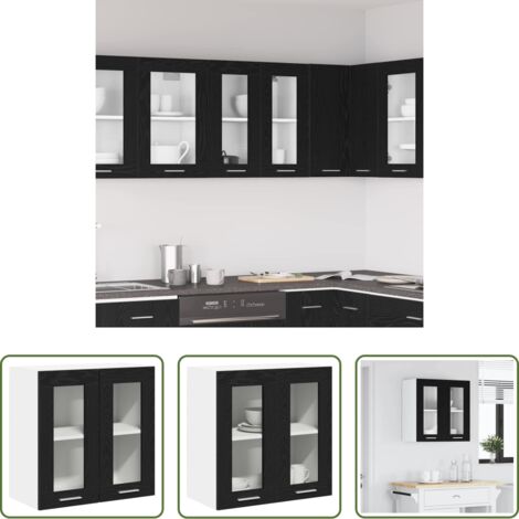 vidaXL Armadio moderno -  Armadio pensile Rovere Nero 60 x 31 x 60 cm Legno multistrato