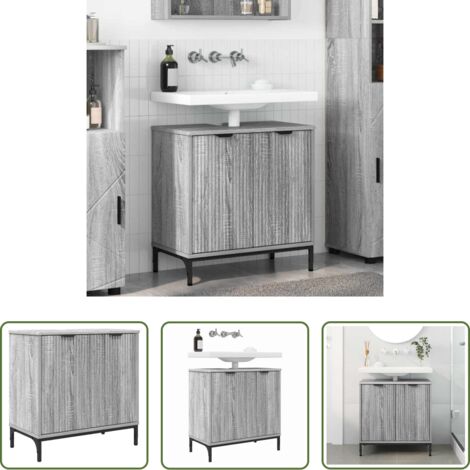 vidaXL Armadio moderno -  Armadio per Lavabo da Bagno Grigio Sonoma 60,5 x 33,5 x 61 cm