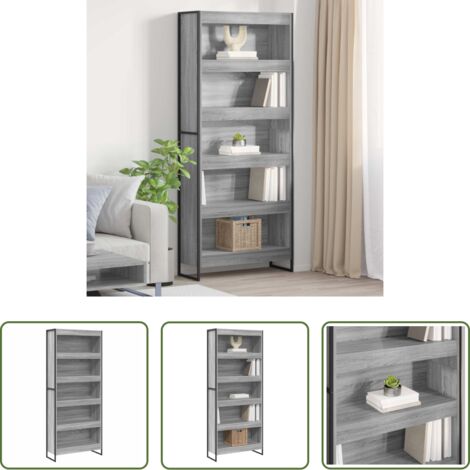 vidaXL Armadio moderno -  Armadio per Libri 2 pcs Grigio Sonoma 80 x 30 x 155 cm