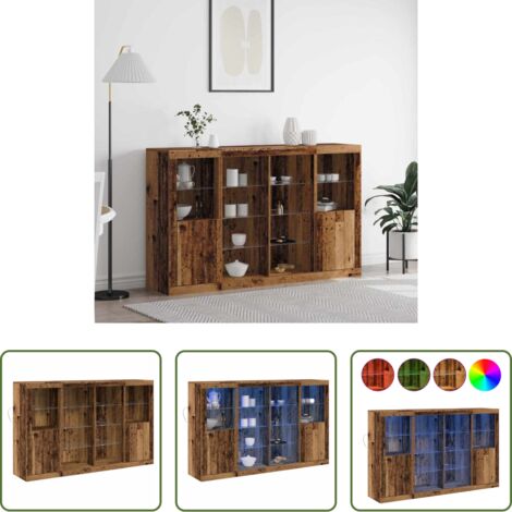 vidaXL Armadio moderno -  Madia LED Legno vecchio 163 x 37 x 100 cm Legno multistrato
