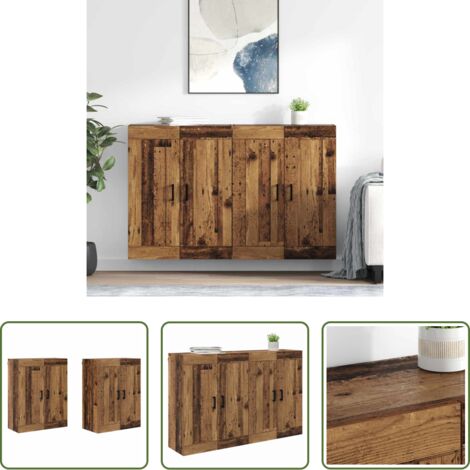 vidaXL Armadio moderno -  Mobile a muro 2 pcs Legno vecchio 69,5 x 34 x 90 cm