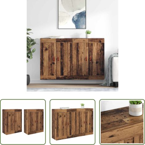 vidaXL Armadio moderno -  Mobile a muro 2 pcs Legno vecchio 69,5 x 34 x 90 cm
