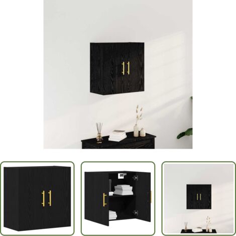 vidaXL Armadio moderno -  Mobile a muro Rovere Nero 60 x 31 x 70 cm Legno multistrato