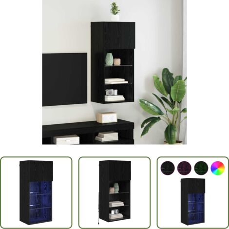 vidaXL Armadio moderno -  Mobile TV da Parete Rovere Nero 40,5 x 30 x 90 cm